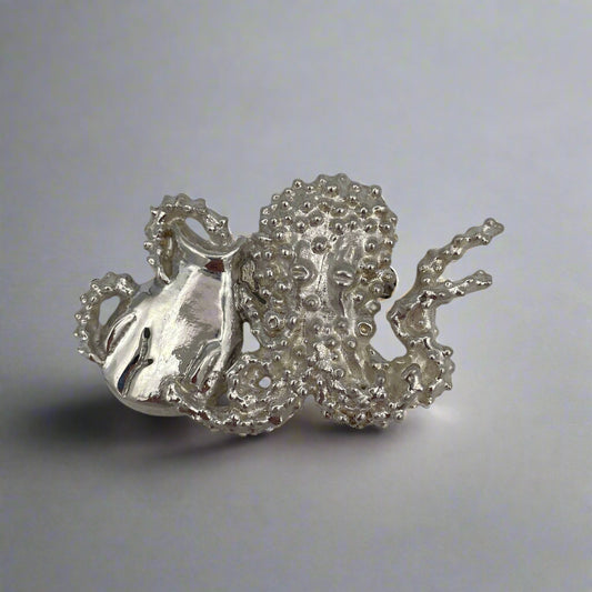 Octopus coming out of Jar - Brooch